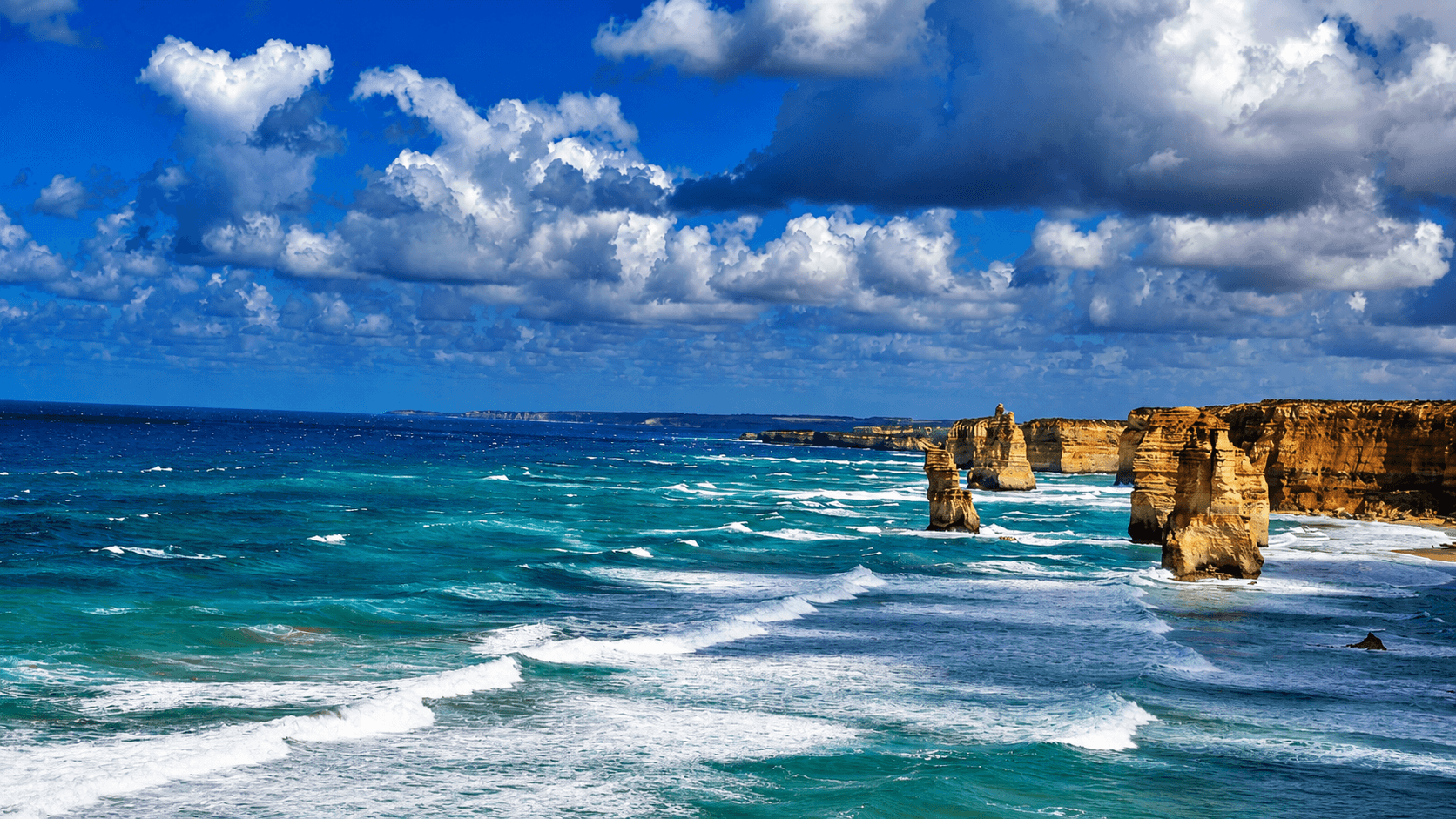 The Twelve Apostles limestone stacks along the Great Ocean Road, Victoria
